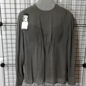 Shear,100% silk, button down on back, long blouse. NWT